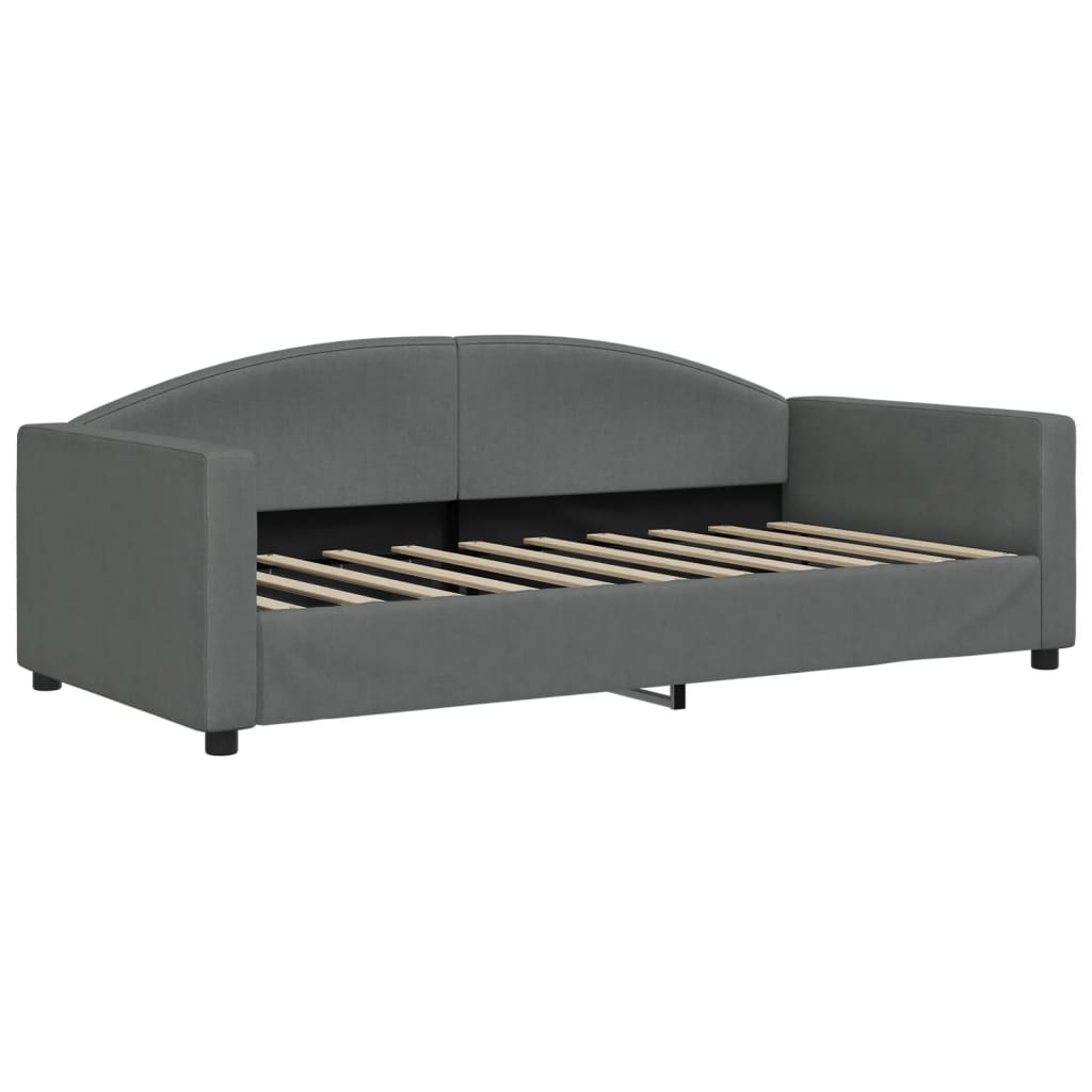 Sofá-cama com colchão 90x190 cm tecido cinzento-escuro