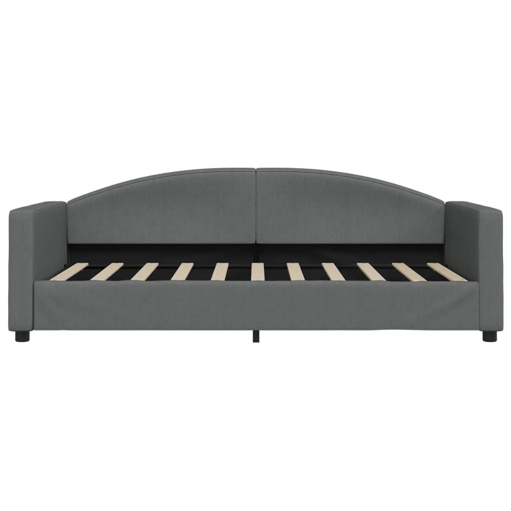 Sofá-cama com colchão 90x190 cm tecido cinzento-escuro