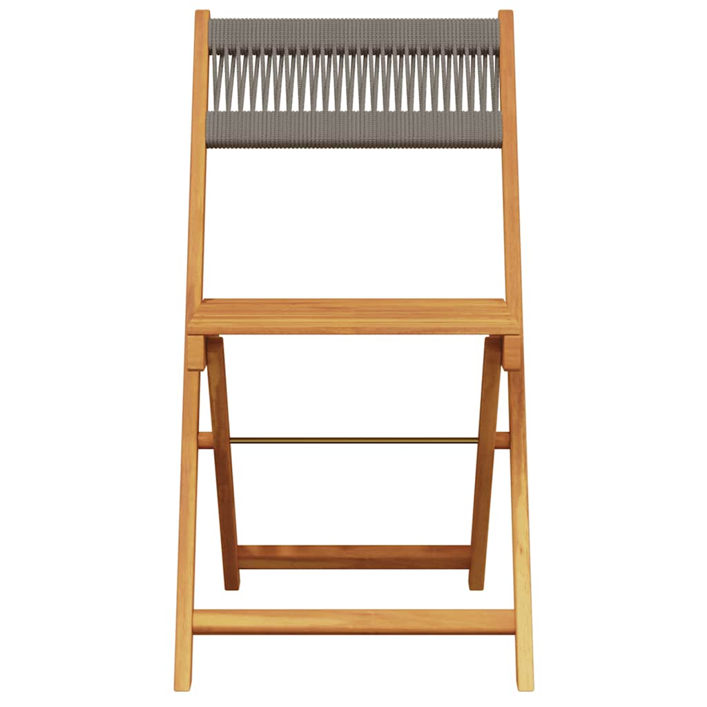 3 Pcs conjunto de bistrô polipropileno/madeira maciça cinzento