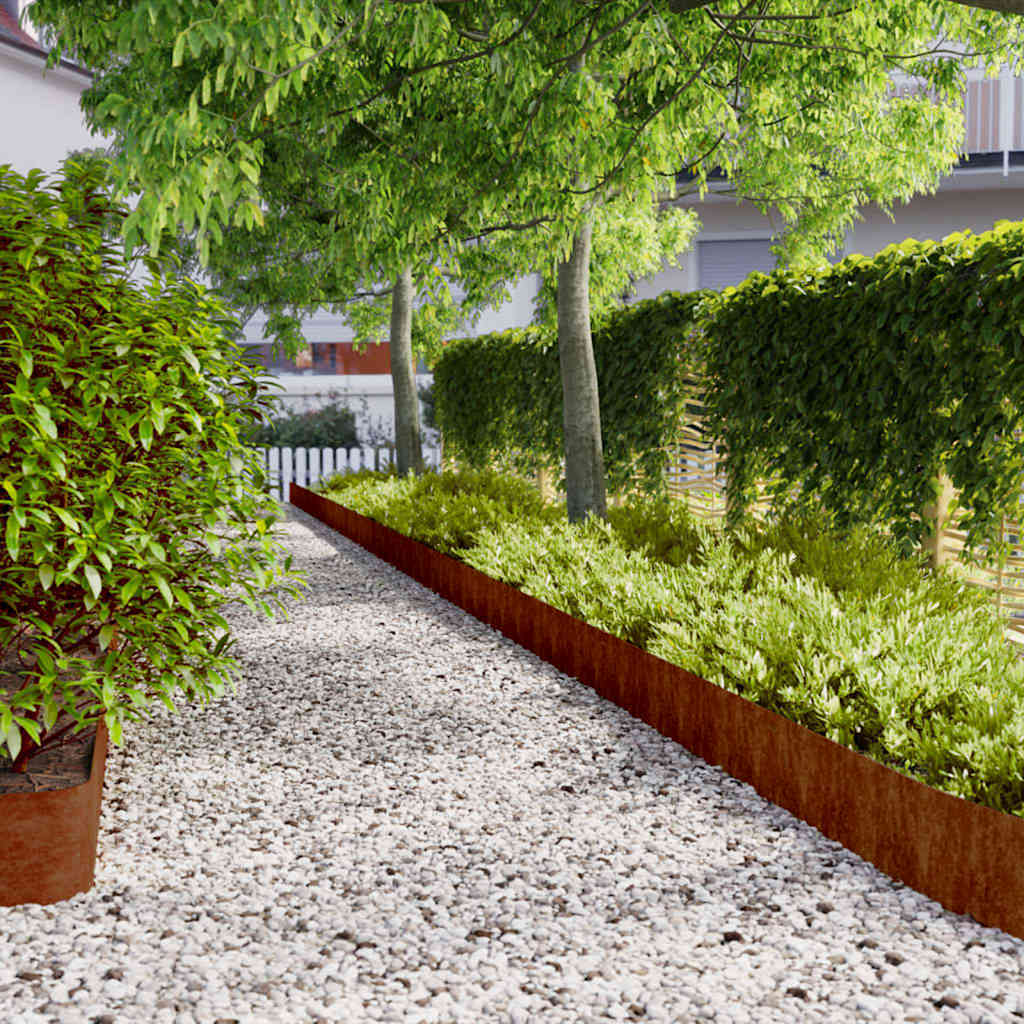 Bordas de relvado 10 pcs 20x103 cm aço corten flexível