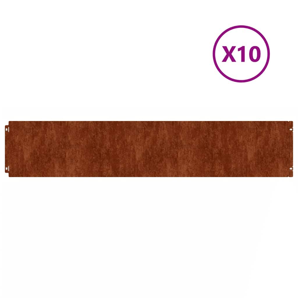 Bordas de relvado 10 pcs 20x103 cm aço corten flexível