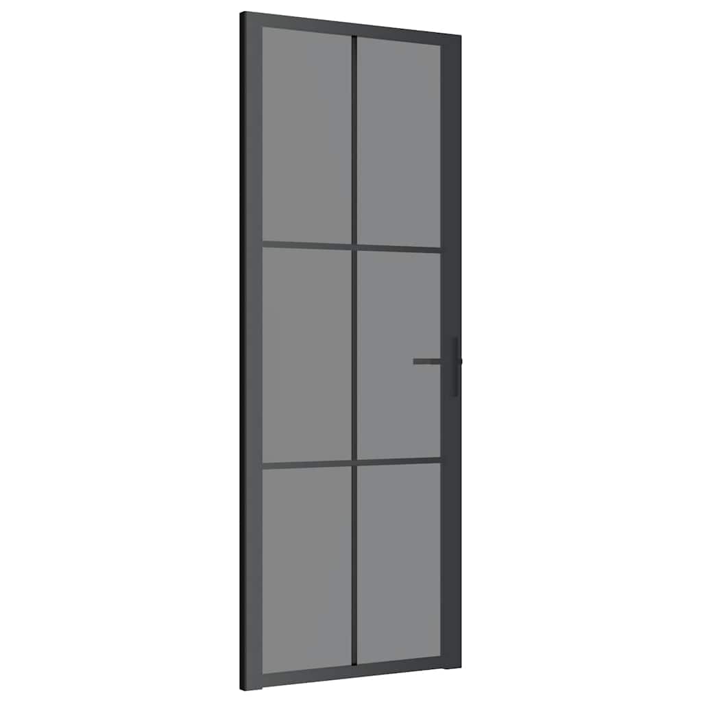 Porta interior 76x201,5 cm vidro esg e alumínio preto