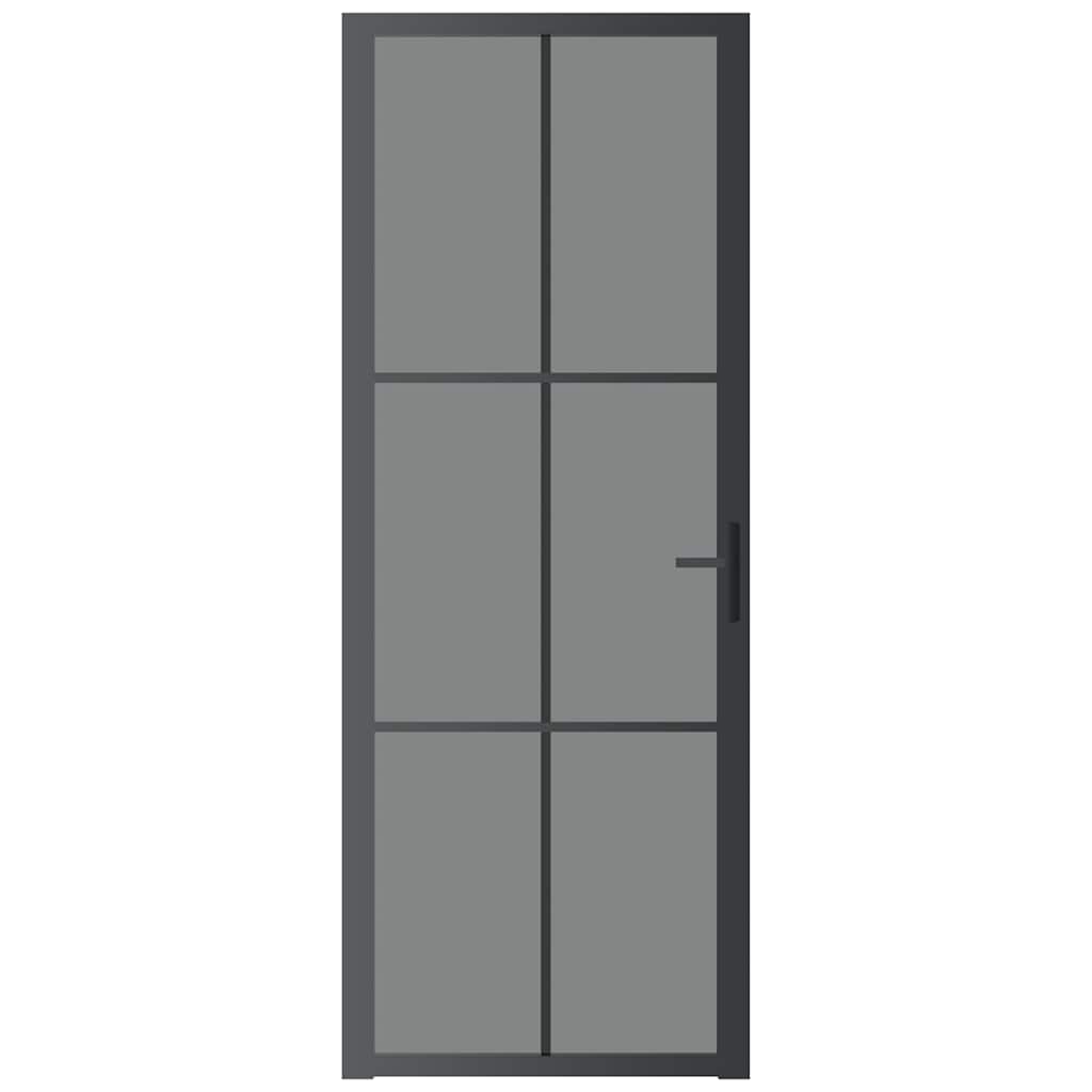 Porta interior 76x201,5 cm vidro esg e alumínio preto