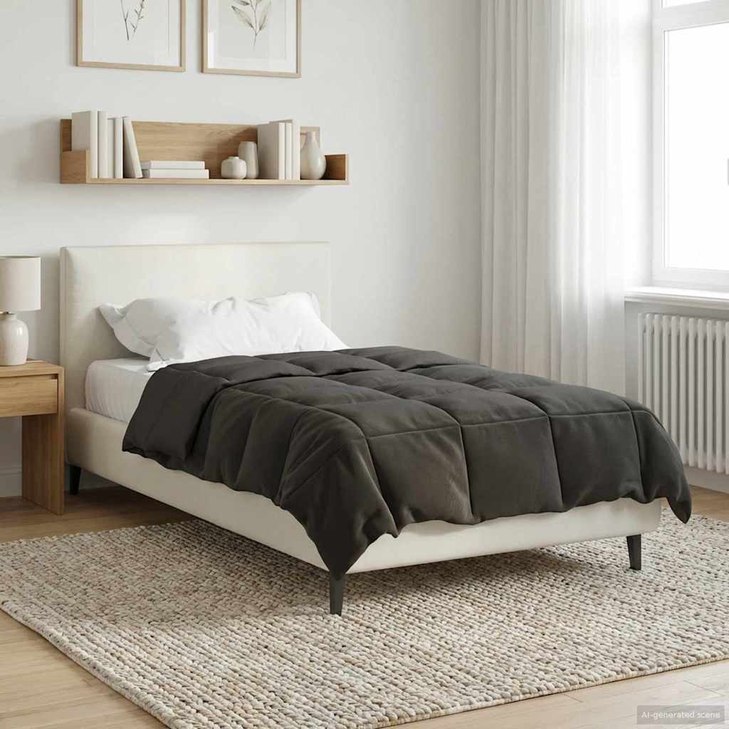 Edredom de verão simples antracite 155 x 220 cm microfibra