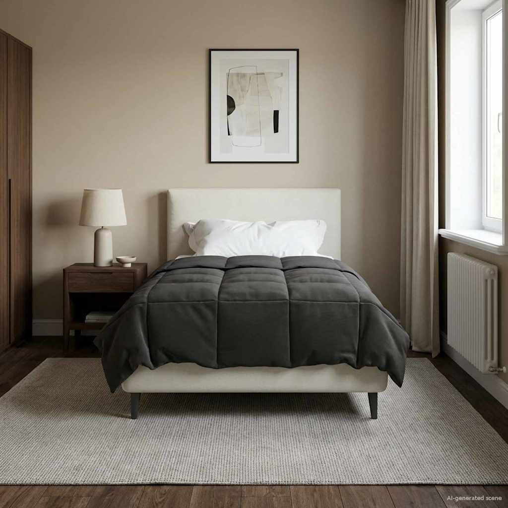 Edredom de verão simples antracite 155 x 220 cm microfibra