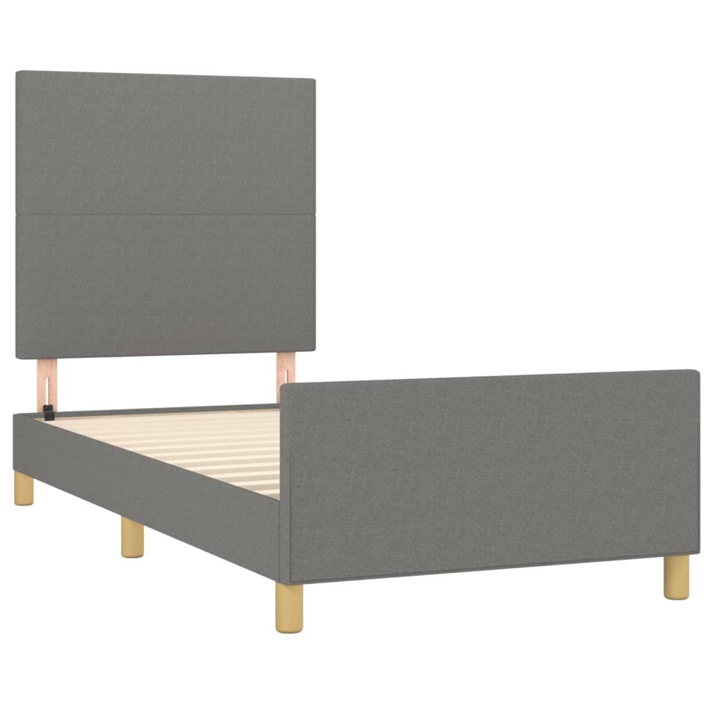 Estrutura de cama sem colchão 90x190 cm tecido cinzento-escuro