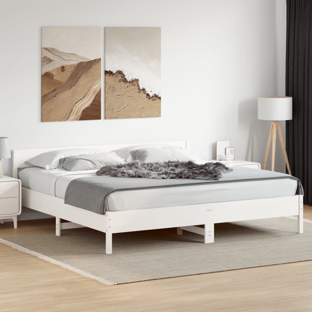 Cama sem colchão 180x200 cm madeira de pinho maciça branco