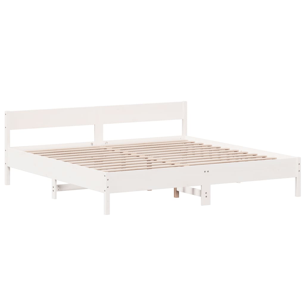 Cama sem colchão 180x200 cm madeira de pinho maciça branco