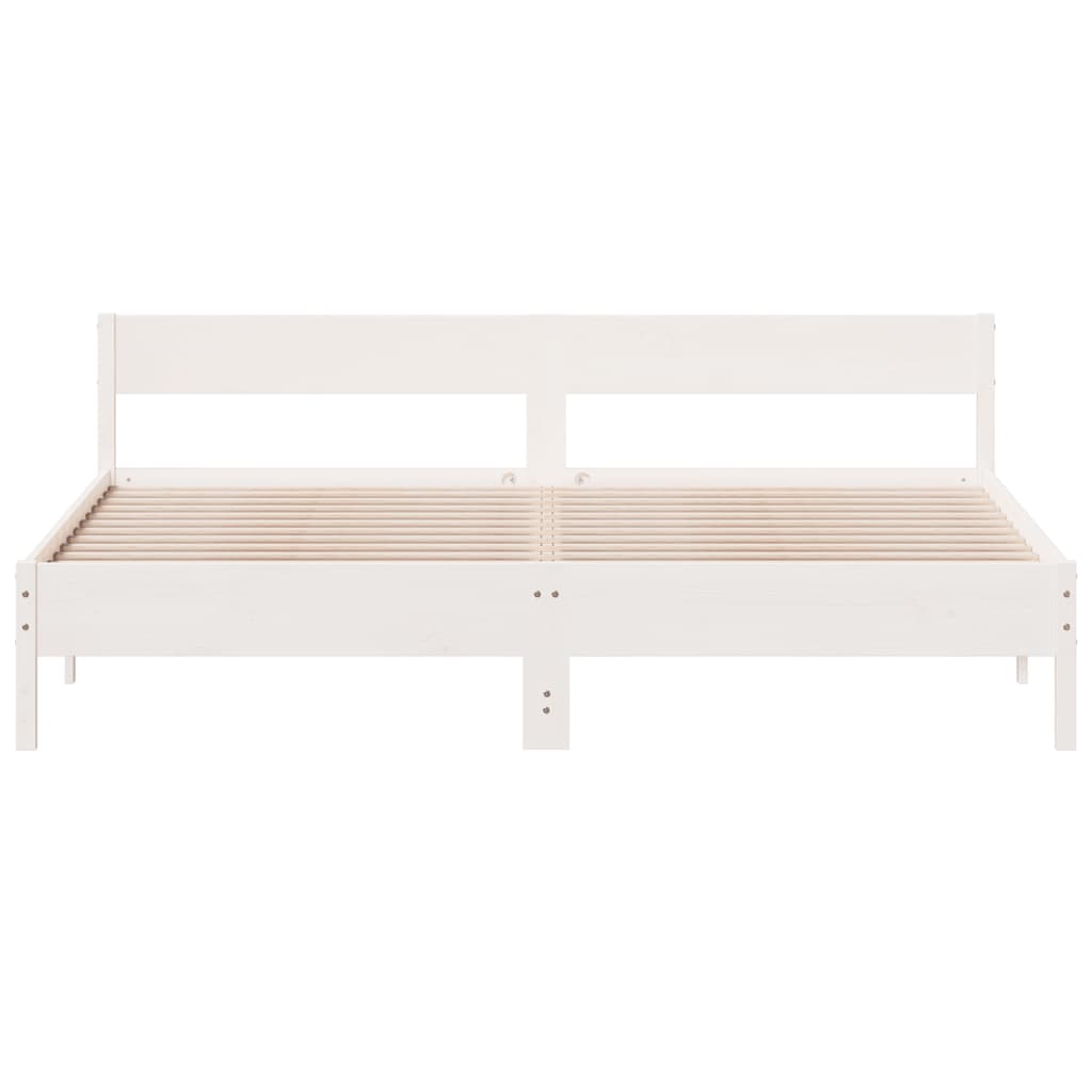 Cama sem colchão 180x200 cm madeira de pinho maciça branco