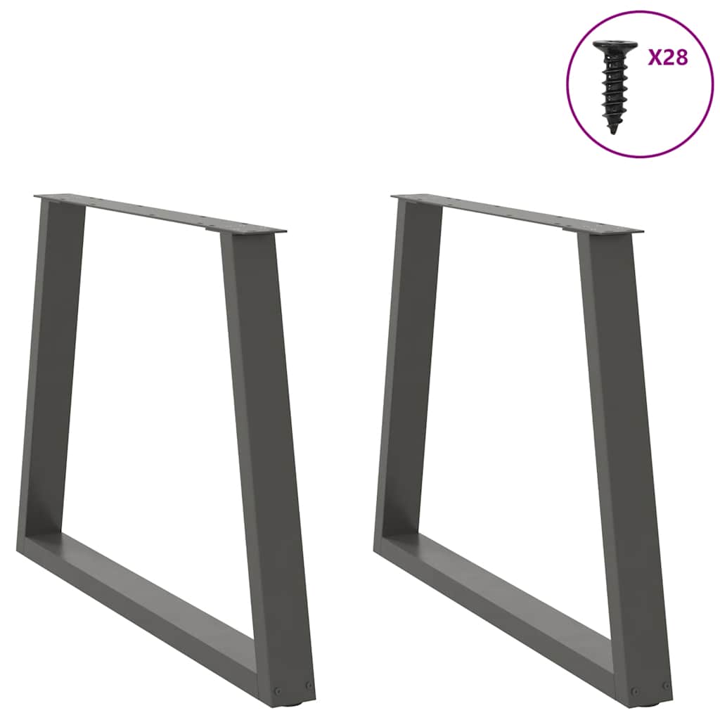 Pés para mesa de jantar em forma de v, 2 peças, antracite, 90x (72-73,3) cm, aço