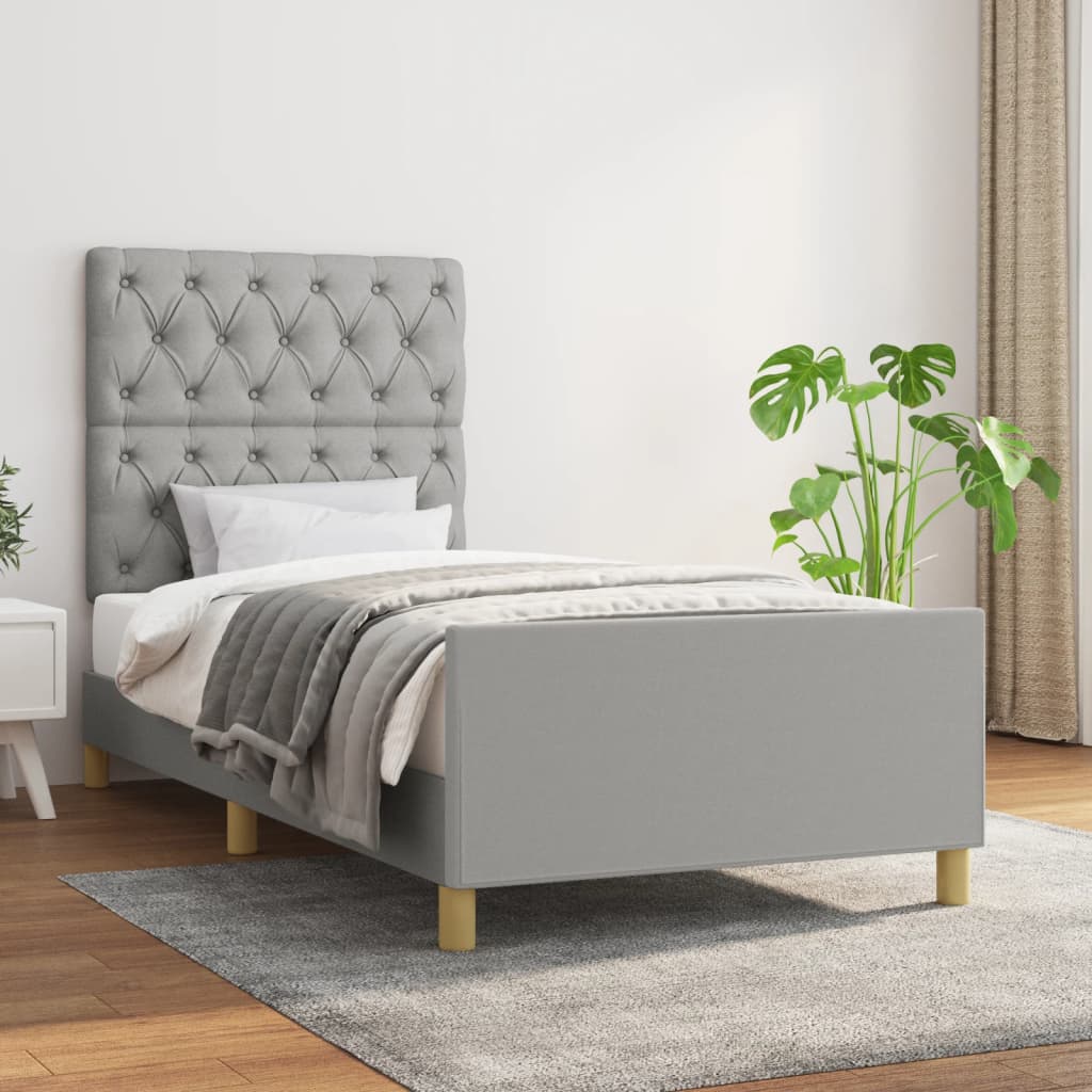 Estrutura de cama sem colchão 80x200 cm tecido cinzento-claro