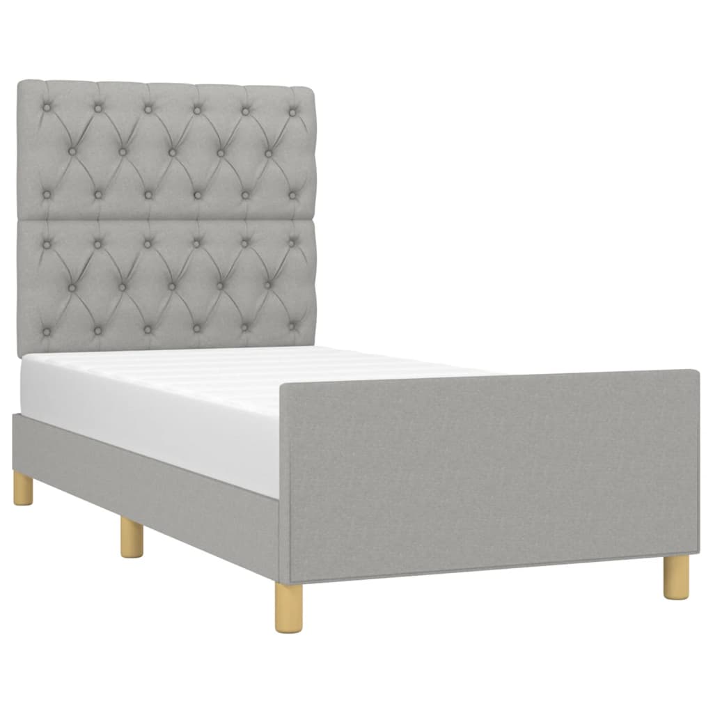 Estrutura de cama sem colchão 80x200 cm tecido cinzento-claro