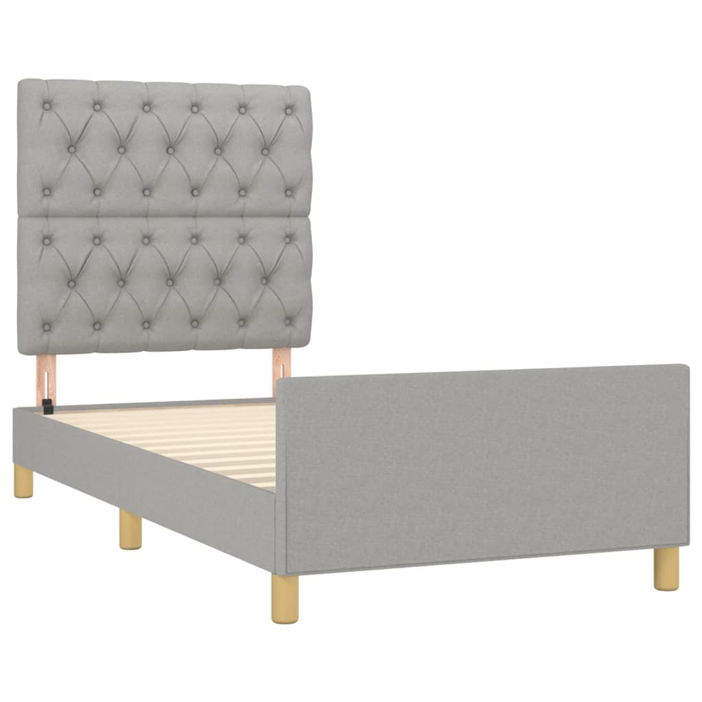 Estrutura de cama sem colchão 80x200 cm tecido cinzento-claro