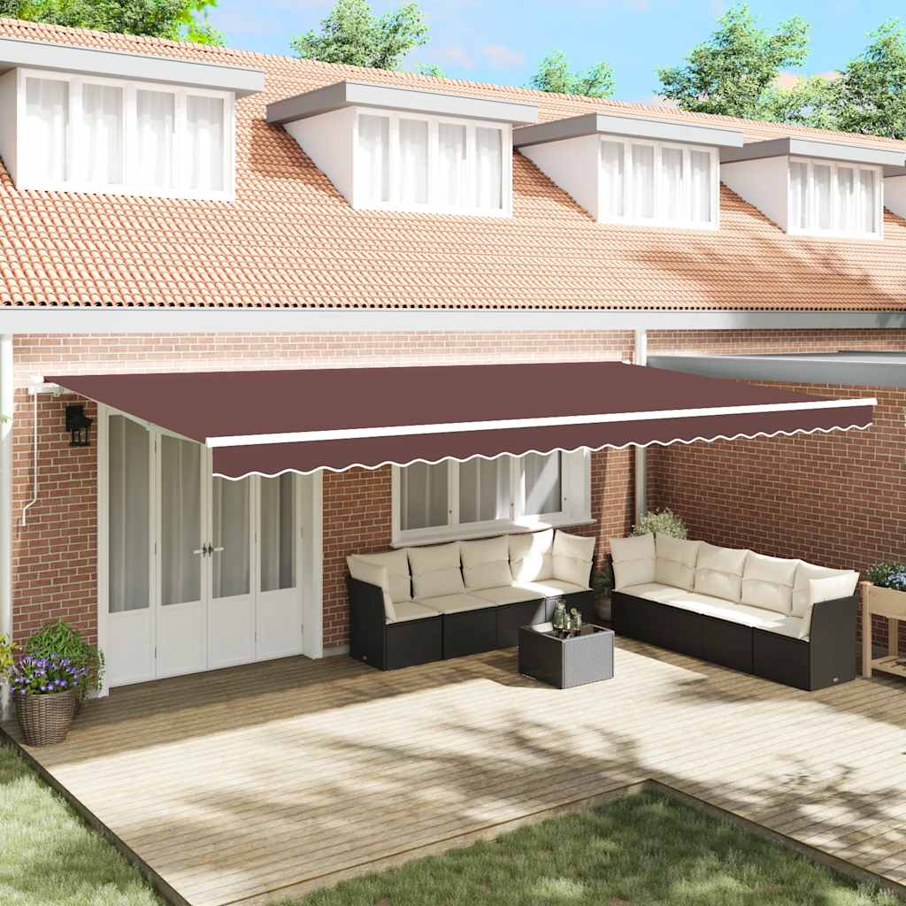 Toldo retrátil manual 600x300 cm castanho