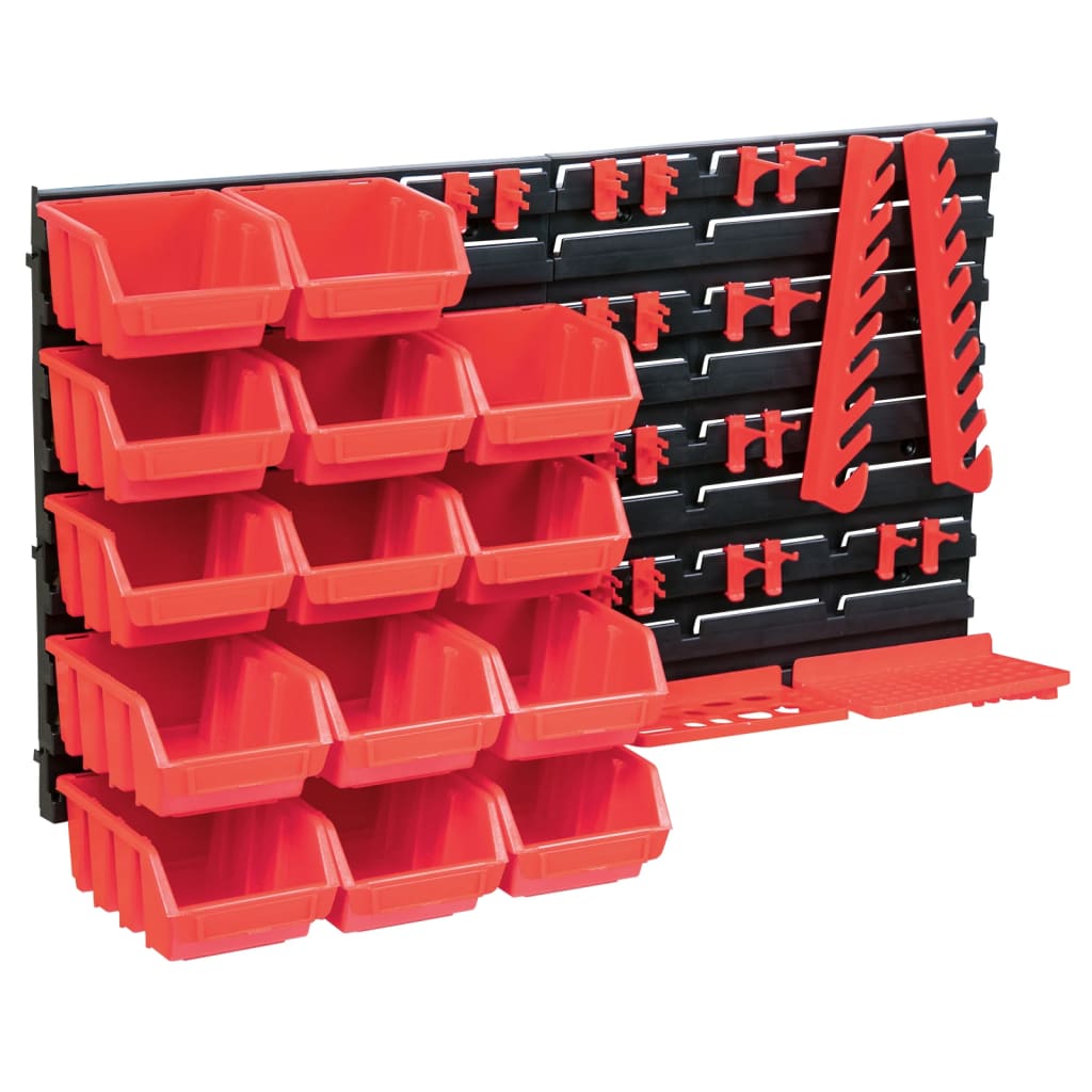 39 Pcs kit caixas arrumação com painéis parede vermelho e preto