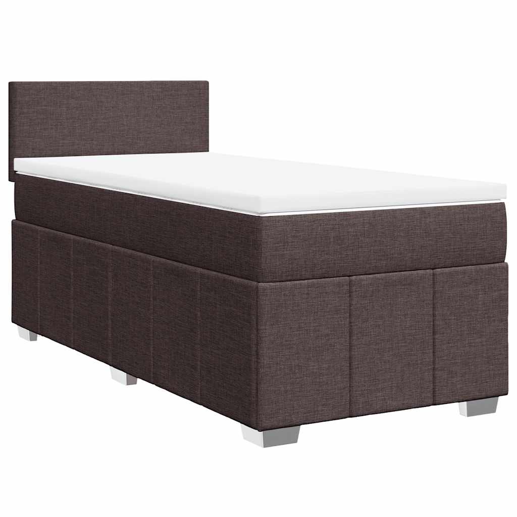 Cama com molas/colchão 90x200 cm tecido castanho-escuro