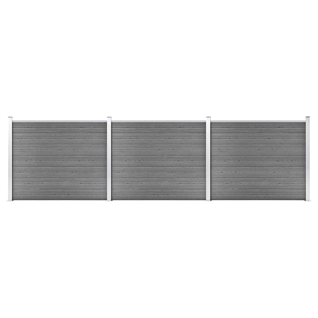 Conjunto painel de cerca 526x146 cm wpc cinzento