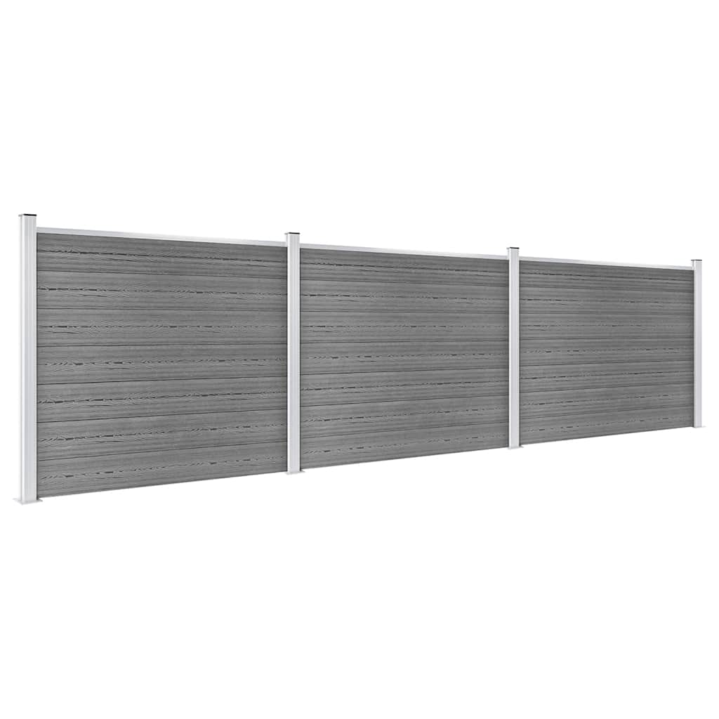 Conjunto painel de cerca 526x146 cm wpc cinzento