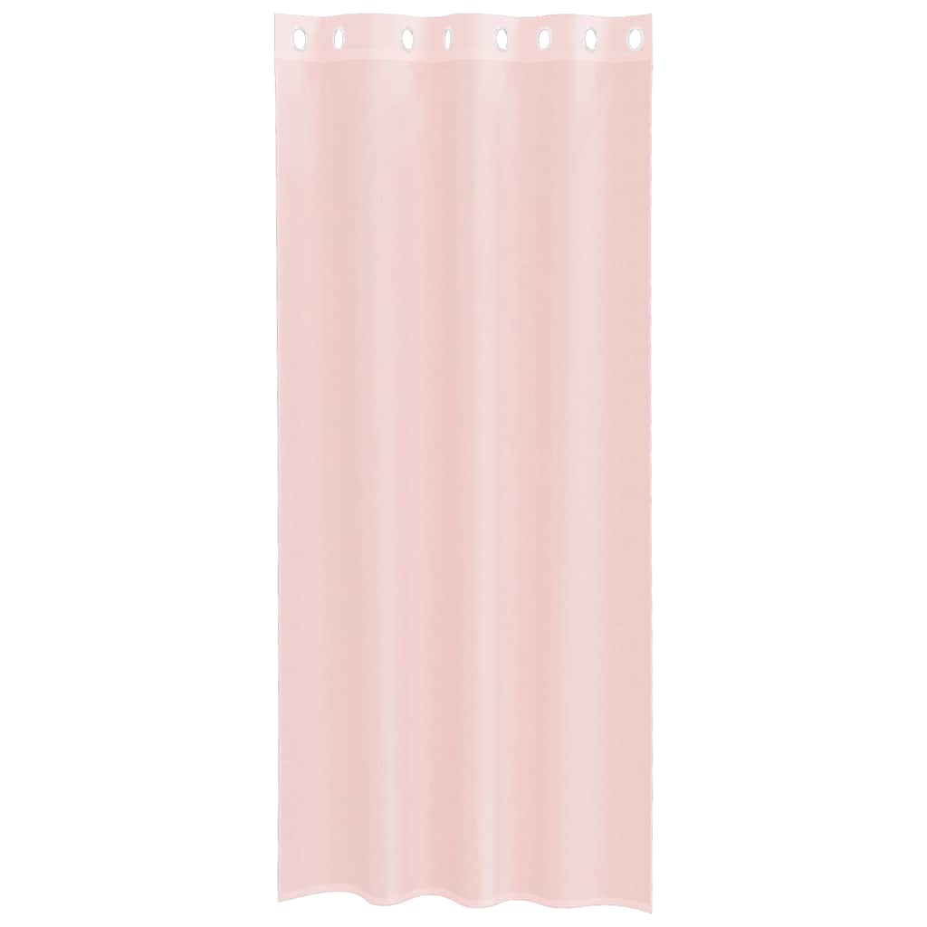 Cortinas de voile com ilhós 2 pcs rosa-claro 140x245 cm