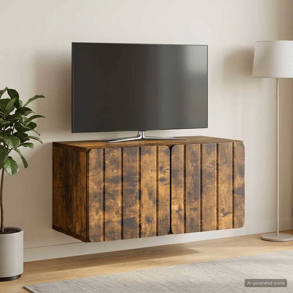 Gabinete de TV de parede 59,5 x 31 x 30 cm carvalho fumado