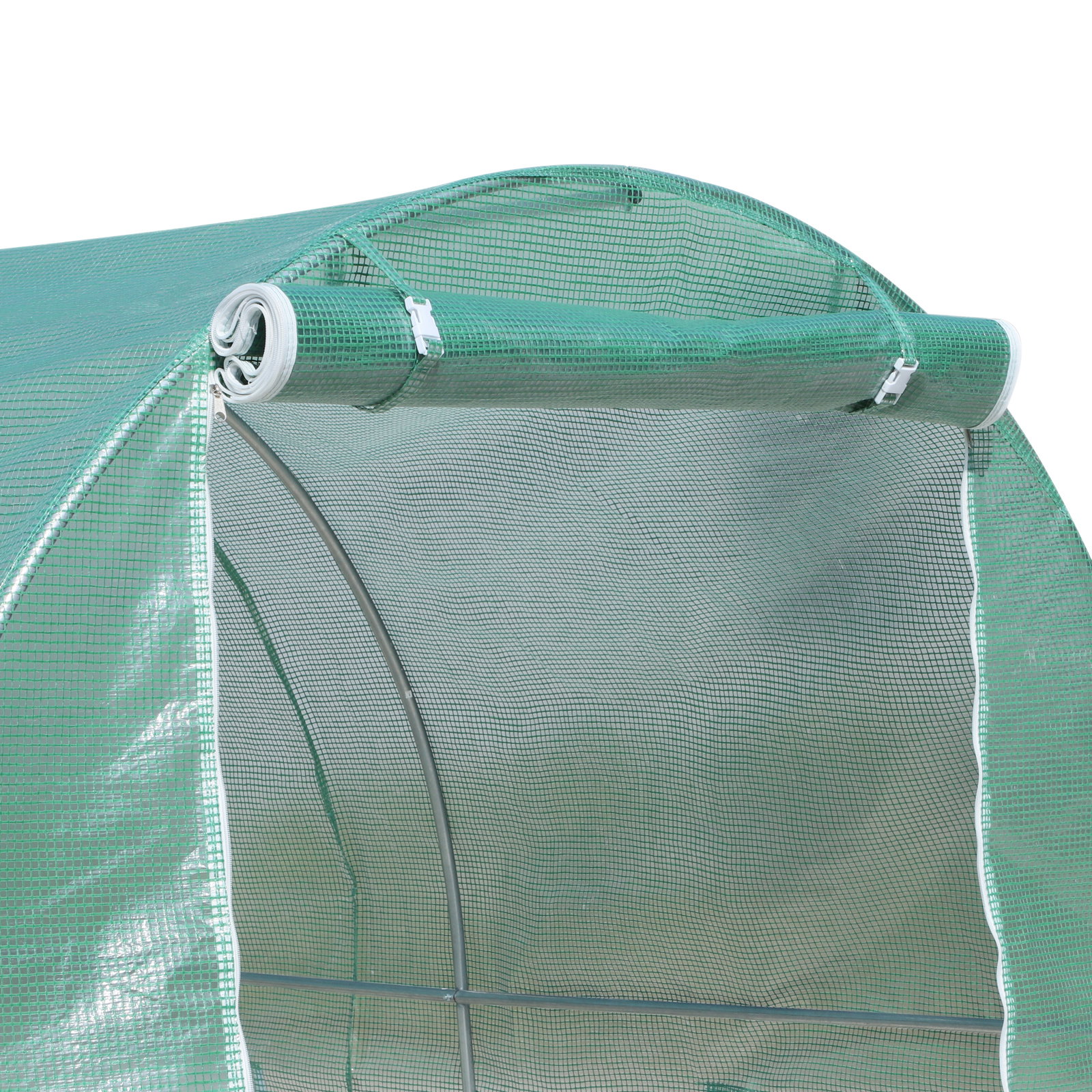 Estufa tipo túnel 500x200x205 cm estufa de jardim com porta enrolável e 8 janelas cobertura de PE 140 g/m² verde