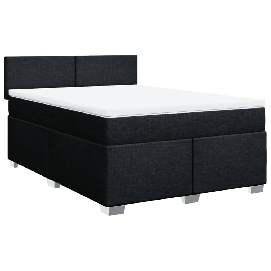 Cama com molas/colchão 160x200 cm tecido preto