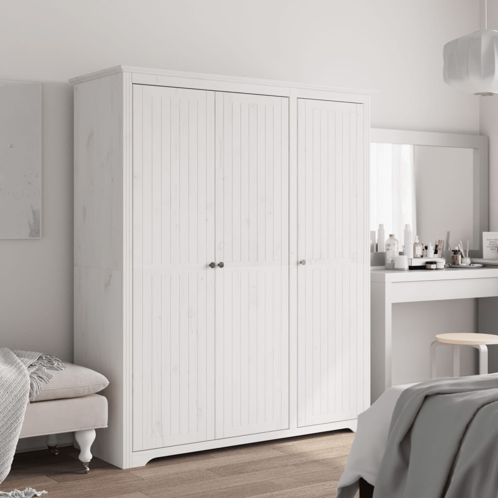 Roupeiro bodo 146x53,5x173 cm madeira de pinho maciça branco