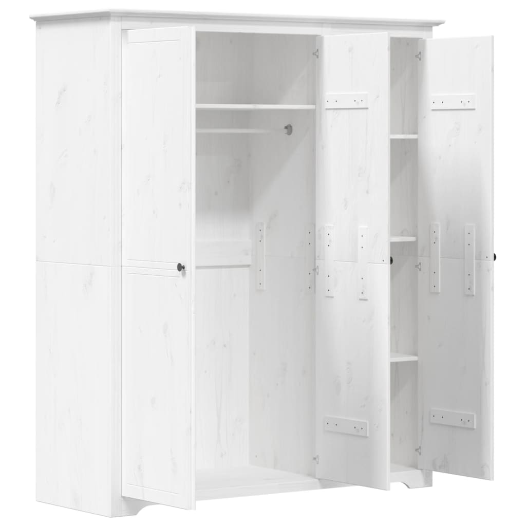 Roupeiro bodo 146x53,5x173 cm madeira de pinho maciça branco