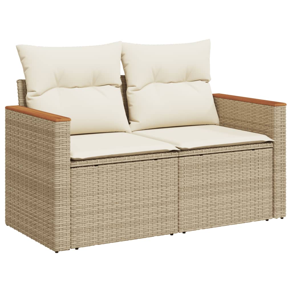 5 Pcs conjunto de sofás p/ jardim com almofadões vime PE bege