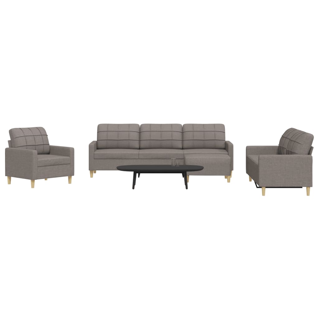 4 Pcs conjunto de sofás com apoio pés tecido cinza-acastanhado