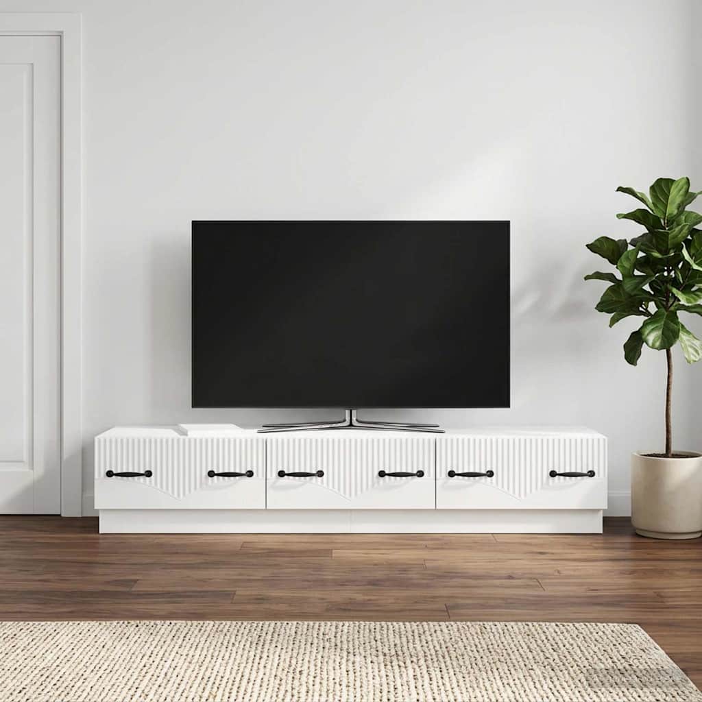 Gabinete para TV com gaveta branco brilhante 147 x 34,5 x 27 cm