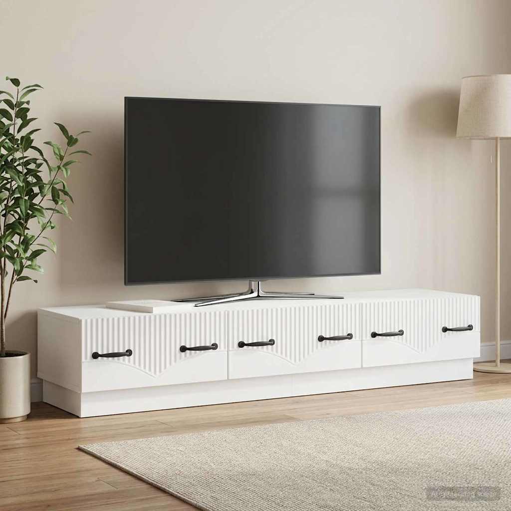 Gabinete para TV com gaveta branco brilhante 147 x 34,5 x 27 cm
