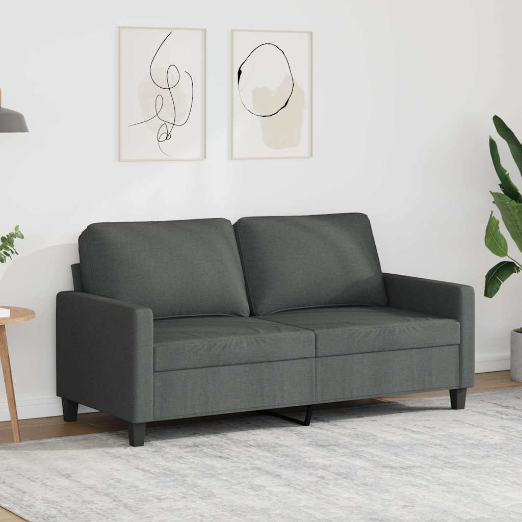 Sofá de 2 lugares em tecido 140 cm cinzento-escuro