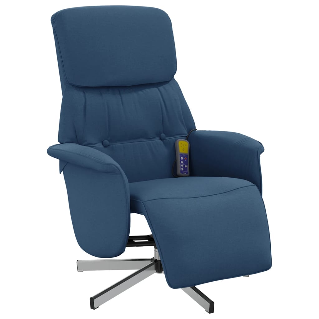 Cadeira de massagens reclinável c/ apoio de pés tecido azul