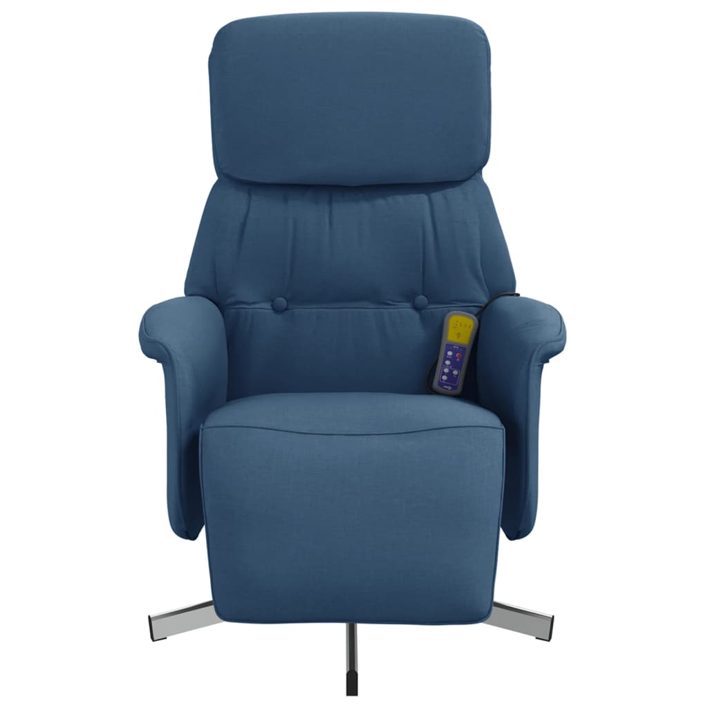 Cadeira de massagens reclinável c/ apoio de pés tecido azul