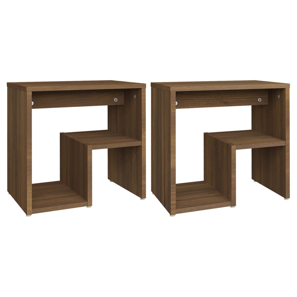 Mesa cabeceira 2pcs 40x30x40 cm madeira proc. carvalho castanho