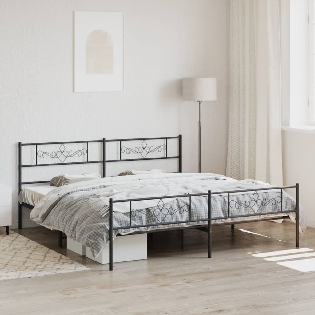 Estrutura de cama sem colchão com pés 180x200 cm preto