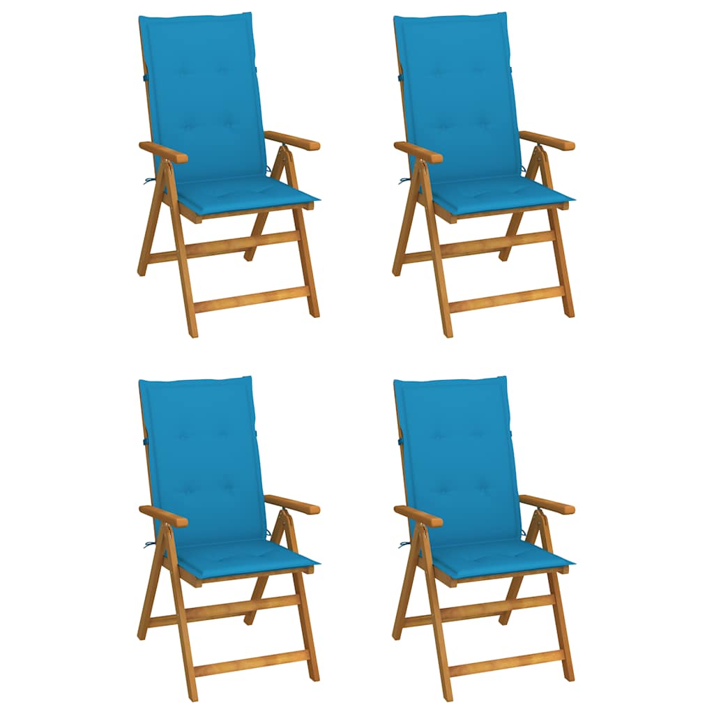 Cadeiras jardim reclináveis c/ almofadões 4 pcs acácia maciça