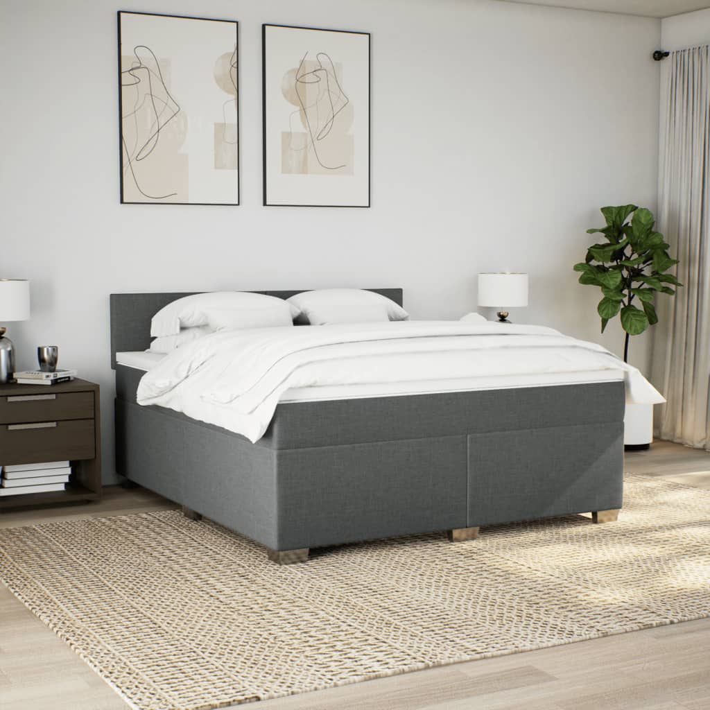 Cama com molas/colchão 180x200 cm tecido cinzento-escuro