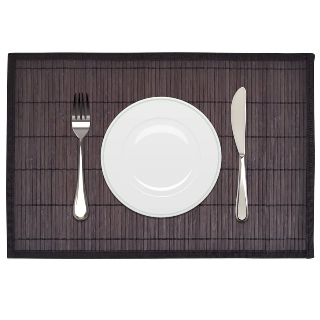 Individuais de mesa bambu 6 pcs 30x45 cm castanho-escuro