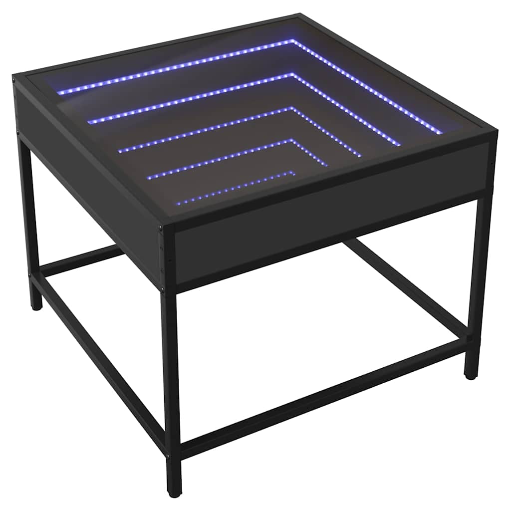 Mesa de centro c/ luzes LED infinity 50x50x41 cm preto