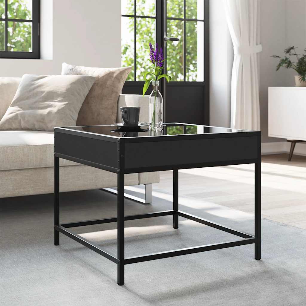 Mesa de centro c/ luzes LED infinity 50x50x41 cm preto