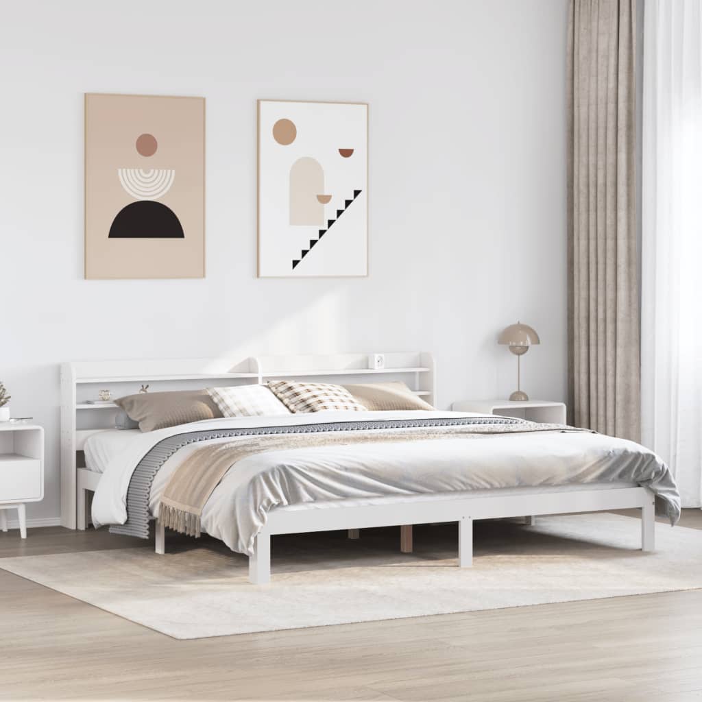 Estrutura de cama c/ cabeceira sem colchão 200x200 cm branco