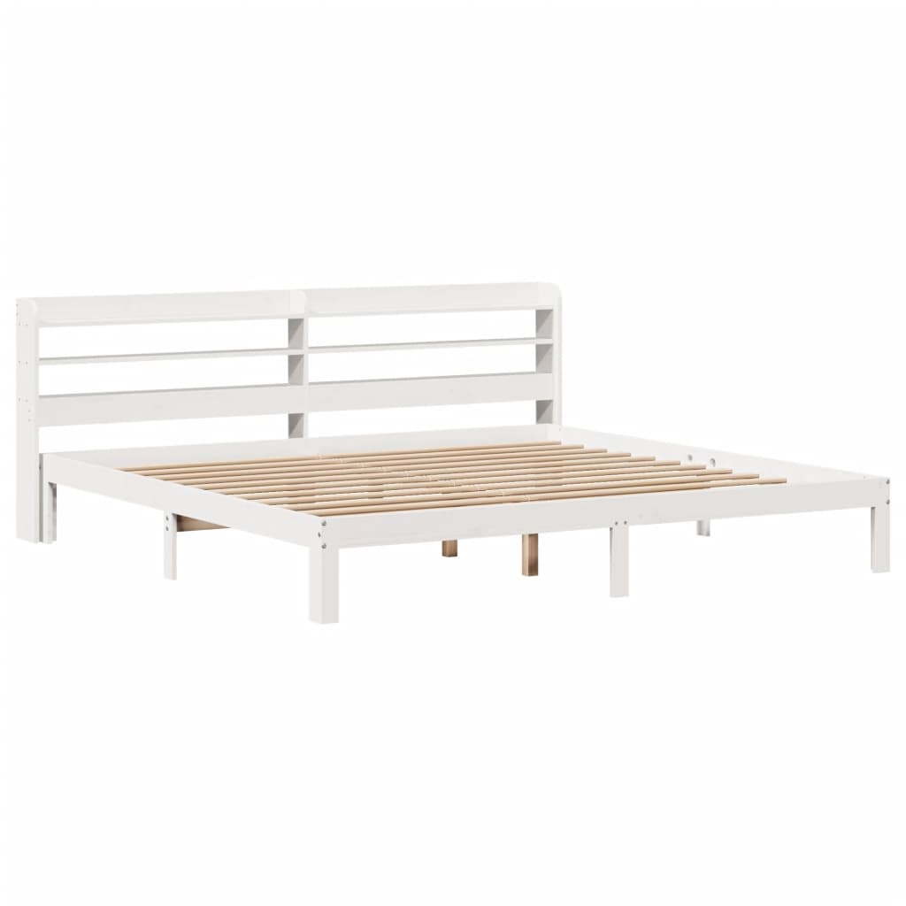 Estrutura de cama c/ cabeceira sem colchão 200x200 cm branco