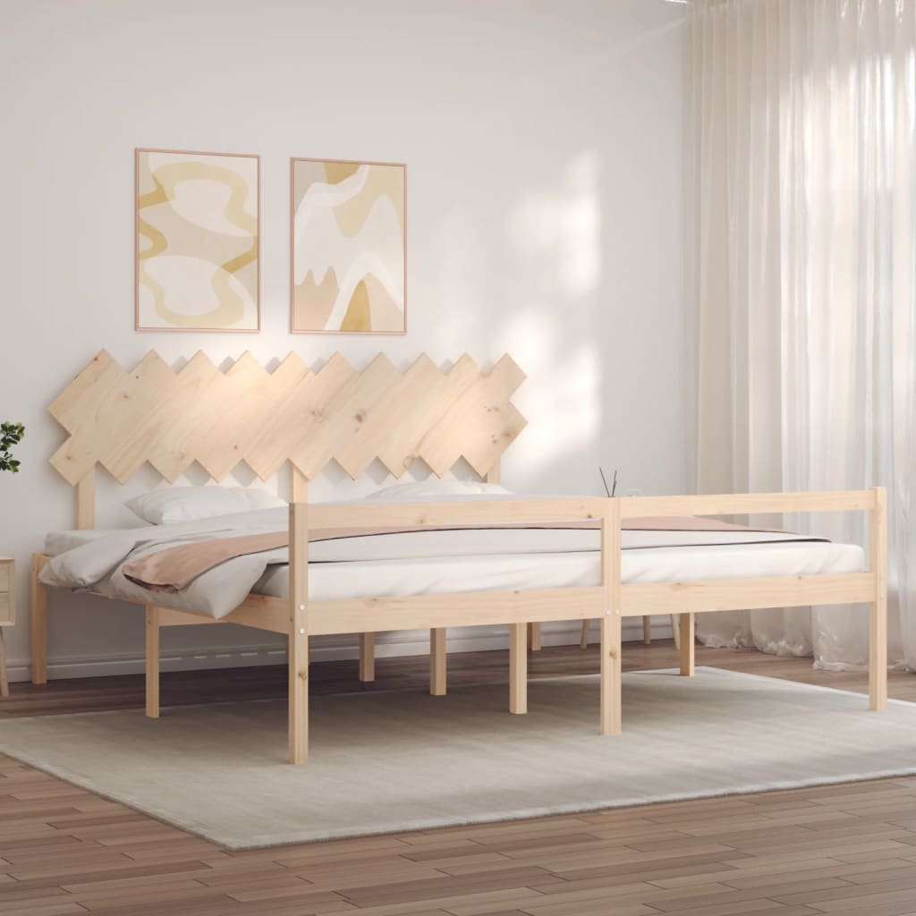 Cama para idosos com cabeceira 200x200 cm madeira maciça