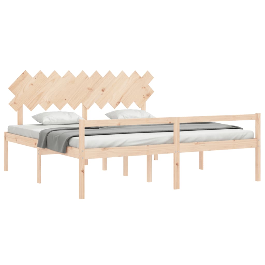 Cama para idosos com cabeceira 200x200 cm madeira maciça