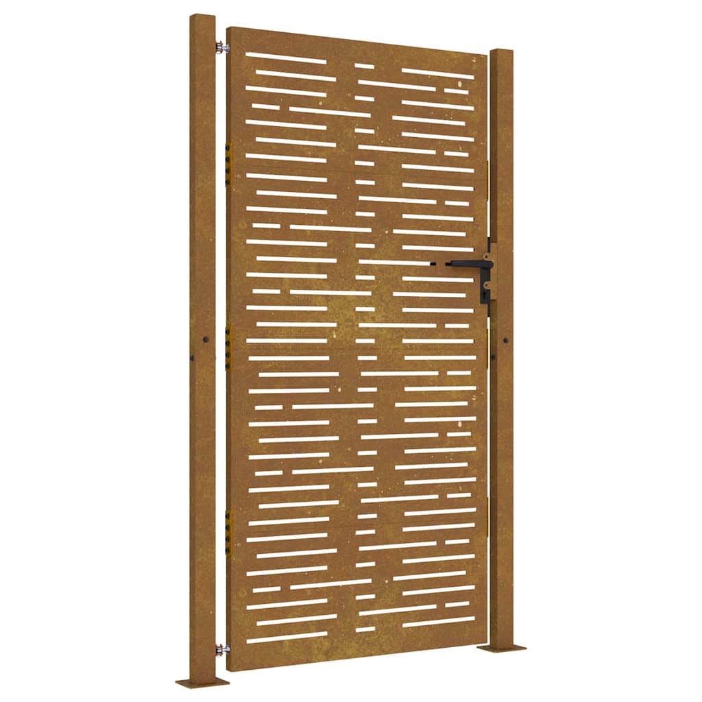 Portão de jardim 100x175 cm aço corten design quadrado
