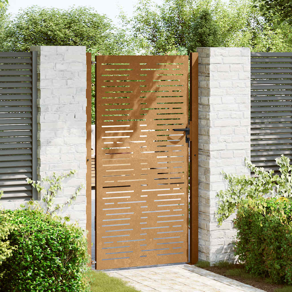 Portão de jardim 100x175 cm aço corten design quadrado
