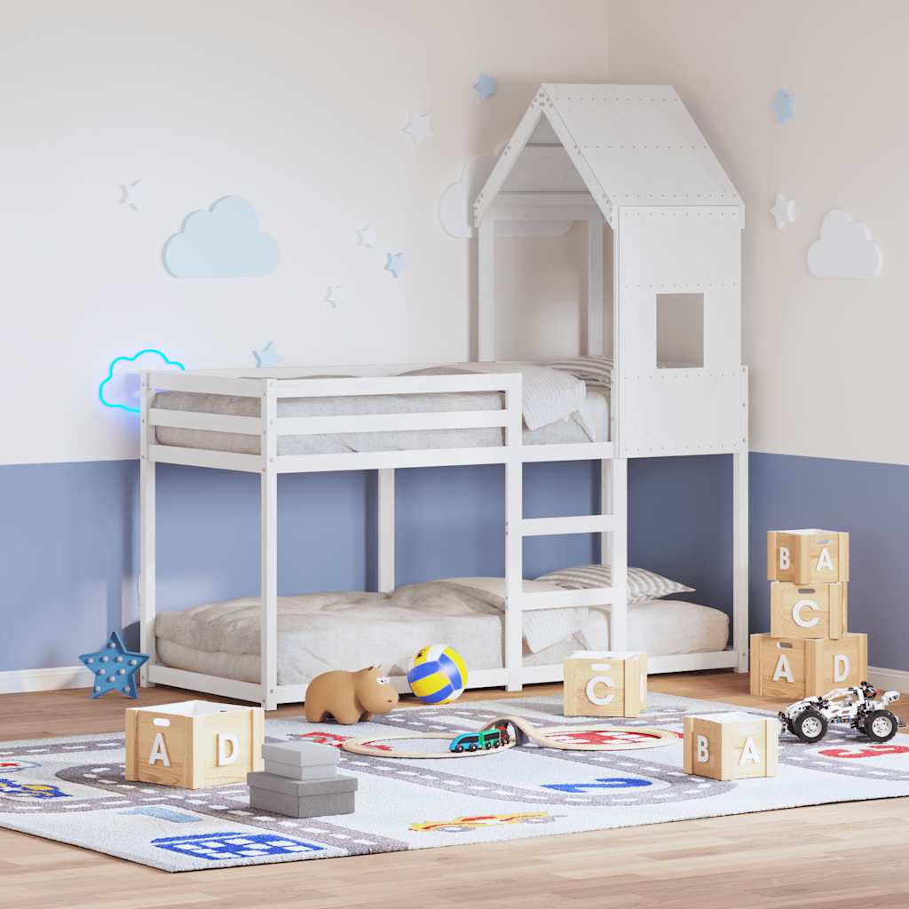 Telhado de cama infantil 60x89x134,5 cm pinho maciço branco