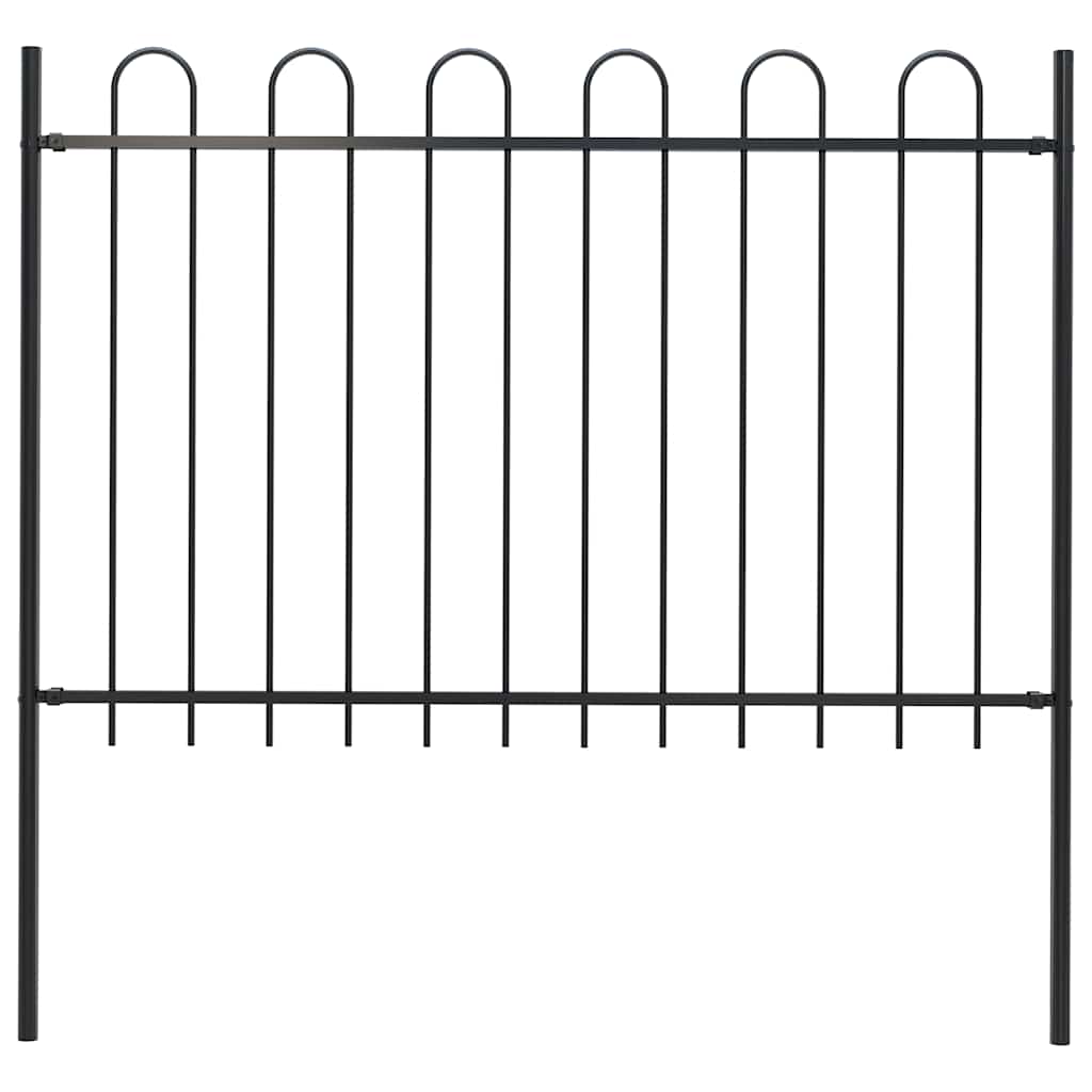 Cerca de jardim boxtel com topo em arco, em aço, 170x120 cm, preto